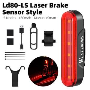 Задний габарит WEST BIKING LD80-LS лазерный с датчиком тормозов