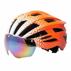 Шлем West Biking с очками задним габаритом оранжевый