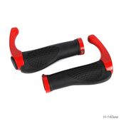 Грипсы 140 мм. эрг. с ал.рожком черный-красный Грипсы 140 мм. эрг. с ал.рожком черный-красный