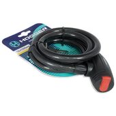 Замок велосипедный HOGGER, трос стальной, с ключами, 12×1200мм, в пластиковой оболочке черный