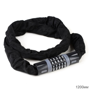 Замок кодовый R-LOCK CHAIN, 5 разрядов, 1200мм, стальная цепь, толщина звеньев 6 мм, чёрно-серый.