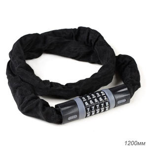 Замок кодовый R-LOCK CHAIN, 5 разрядов, 1200мм, стальная цепь, толщина звеньев 6 мм, чёрно-серый.