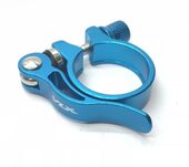 Хомут подседельный с эксцентриком, 34,9мм, синий.