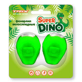 Фонари TRIX Super Dino детские, комплект передний задний, 2 диода, 3 режима, силикон, зеленые Фонари TRIX Super Dino детские, комплект передний задний, 2 диода, 3 режима, силикон, зеленые