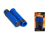 Грипсы TRIX, резиновые, 130мм, 2-х компонентные, с заглушками руля, черно-синие