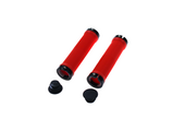 Грипсы TRIX, резиновые, 130 мм, 2 черных фикс., торцевые заглушки,красные
