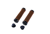 Грипсы TRIX, резиновые, 130 мм, 2 черных фикс., торцевые заглушки,коричневые