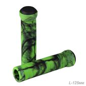 Грипсы 125 мм. Материал TPE / 2 шт + заглушки зеленый-черный Грипсы 125 мм. Материал TPE / 2 шт + заглушки зеленый-черный