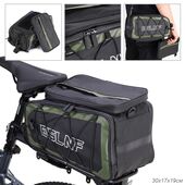 Сумка вело. на багажник ESLNF, 600D leather film, с бок. карманами, креп. velcro. 30*19*17см.зел
