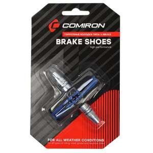 Колодки COMIRON MX-BS126 для V-brake, 70MM, чёрные/синие1 пара. 