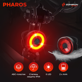 Фонарь задний COMIRON "PHAROS" корпус: ABS, IP67; свет: 3LED, 80lm CR2032х2. два режима, 15 г, до 1 Фонарь задний COMIRON "PHAROS" корпус: ABS, IP67; свет: 3LED, 80lm CR2032х2. два режима, 15 г, до 1