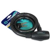 Замок велосипедный HOGGER, трос стальной, сключами, 15×1000мм, в пластиковой оболочке,черный